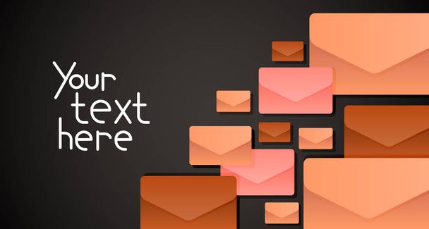 Banner with set of bright envelopes and free place for your text expresses your idea of messages, postcard and communication - Vector, afbeelding