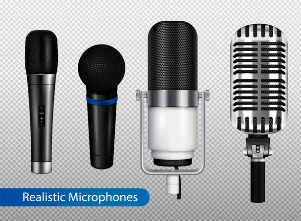 Professionelle Mikrofone transparentes Set - Vektor, Bild