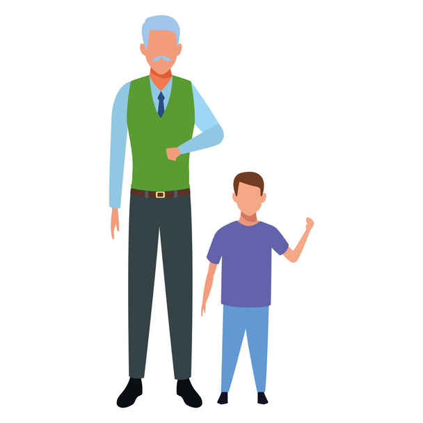 old man with kid - Vector, Image