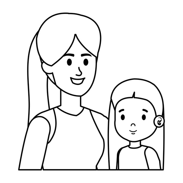 young mother with little daughter - Vector, Image