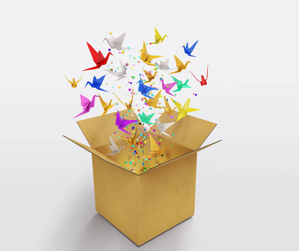 origami birds abstract concept of think out of the box and creat - Photo, Image