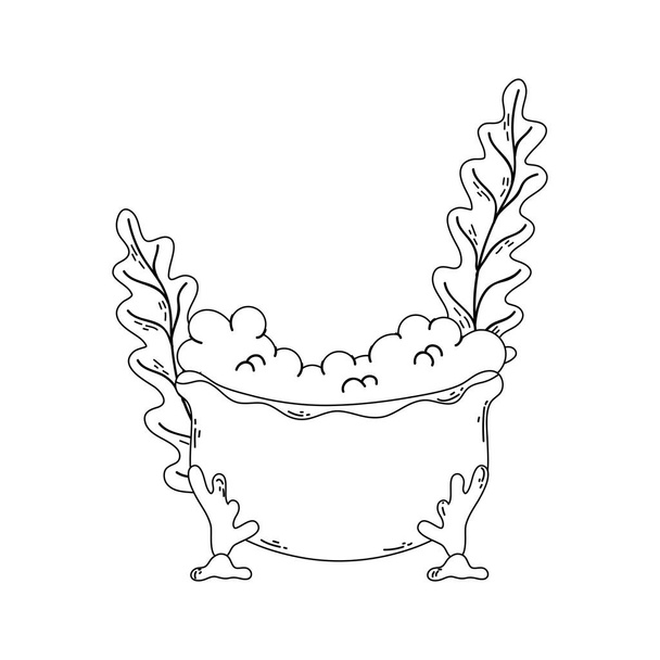 bañera con icono de algas
 - Vector, Imagen