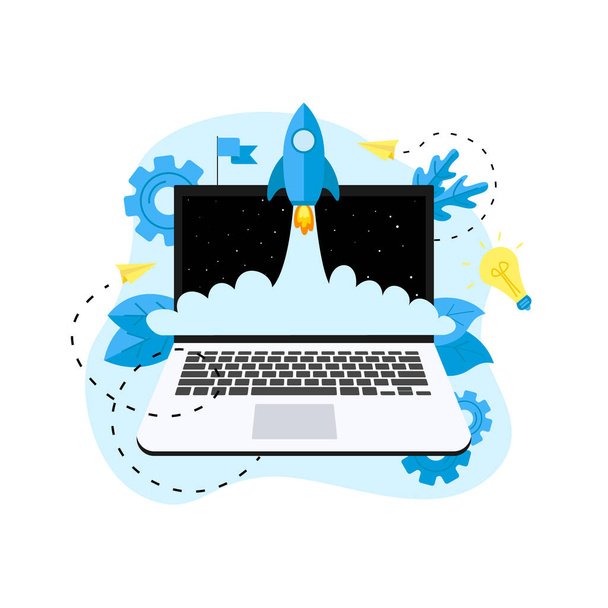 Concept of startup launch of a new online business - Vector, Image