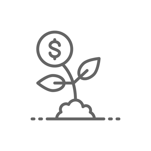 Money tree, save money, invest line icon. - Vector, Image