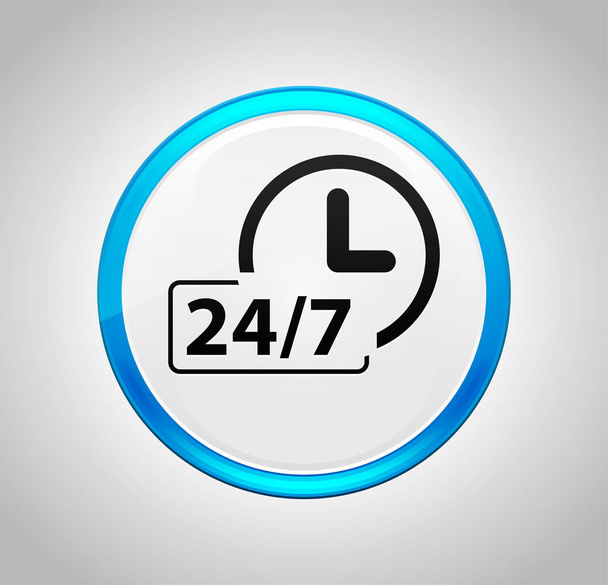 24/7 zegar ikona okrągły niebieski przycisk - Zdjęcie, obraz