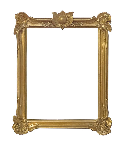 Cornice dorata per quadri, specchi o foto isolate su sfondo bianco. Elemento di design con percorso di ritaglio - Foto, immagini