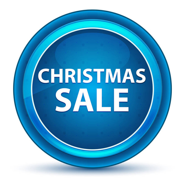 Синяя круглая кнопка на рождественской распродаже
 - Фото, изображение