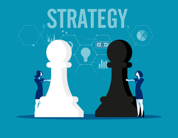 Стратегія. Бізнес команда тримає шахову фігуру. Концепція бізнесу v
 - Вектор, зображення