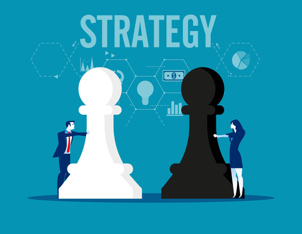 Strategy. Business team holding chess figure. Concept business v - Vector, Image