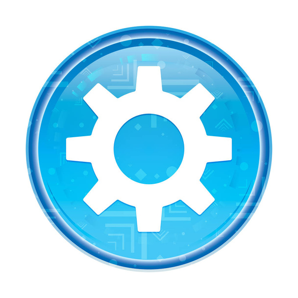 Εικονίδιο ρυθμίσεων φλοράλ μπλε στρογγυλό κουμπί - Φωτογραφία, εικόνα