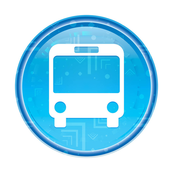 Bus icon floral blue round button - Photo, Image