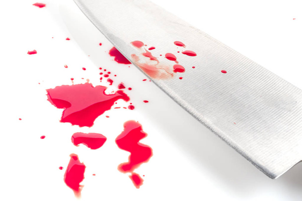 A knife smeared with blood. Close up. Soft focus - Photo, Image