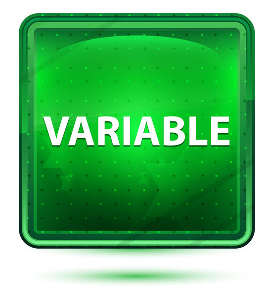 Variable Neon Light Green Square Button - Photo, Image