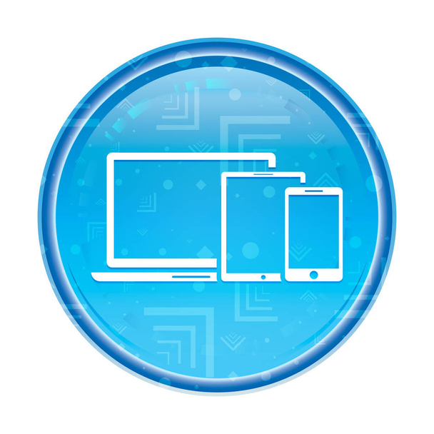 digitaler Smart Devices Symbol blumiger blauer runder Knopf - Foto, Bild