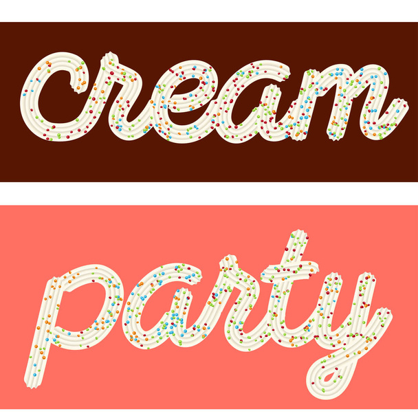 Verleidelijke typografie. Ijsvorming. Woorden "Cream" en "Party" van - Vector, afbeelding