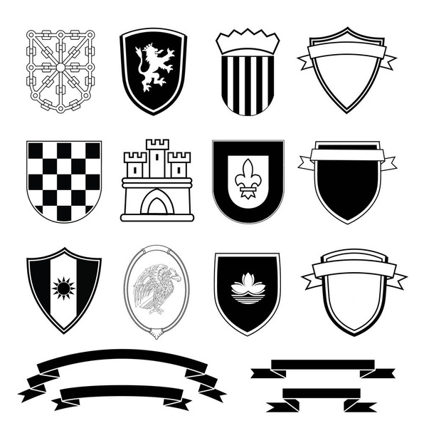 Coat of arms elements set, vector illustration. - Вектор,изображение