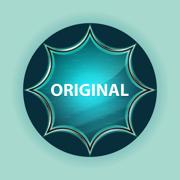 Original mágico sunburst vítreo azul botão céu azul fundo
 - Foto, Imagem
