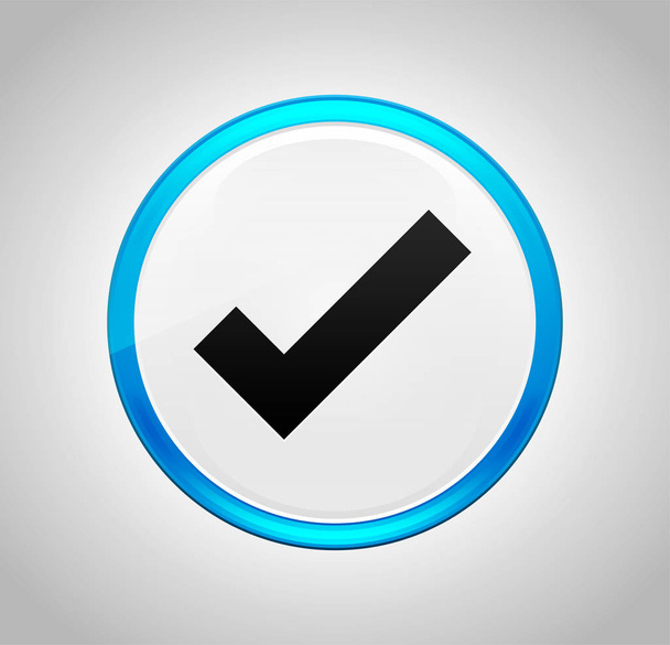 Tick mark icon round blue push button - Фото, изображение