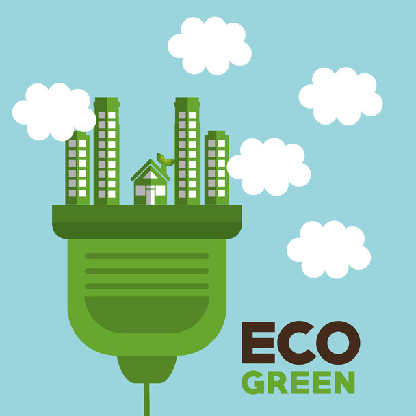 Зеленый экологический плакат
 - Вектор,изображение