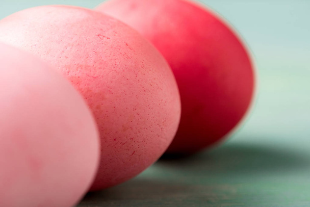 selective focus of painted easter eggs on textured surface - Fotografie, Obrázek
