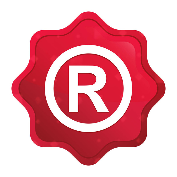 Regisztrált szimbólum ikon Misty Rózsa vörös Starburst matrica gomb - Fotó, kép