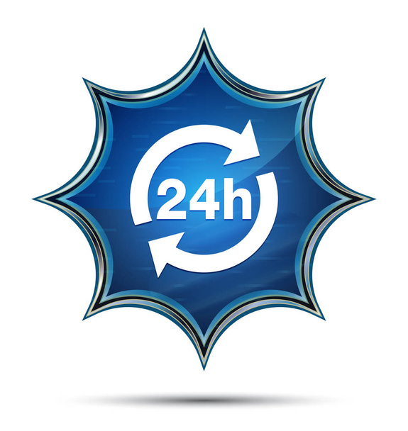 24 horas actualización icono mágico cristal sunburst botón azul
 - Foto, imagen