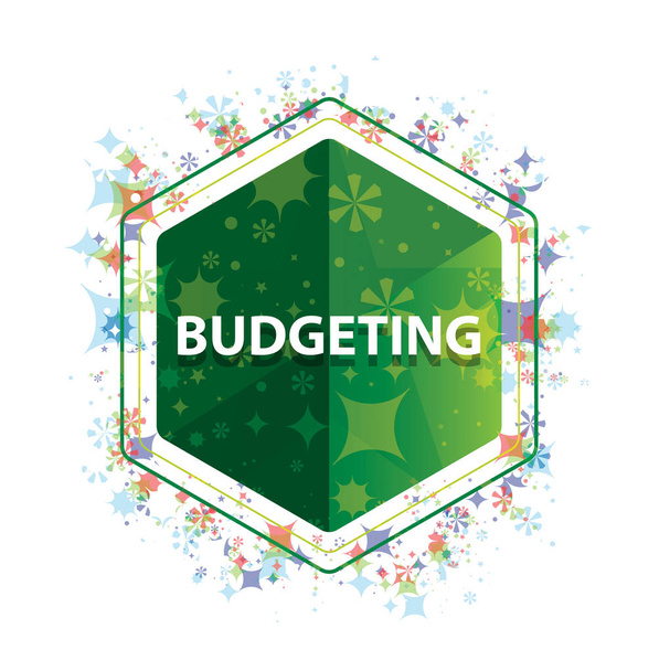 Προϋπολογισμός για floral φυτά μοτίβο πράσινο εξάγωνο κουμπί - Φωτογραφία, εικόνα