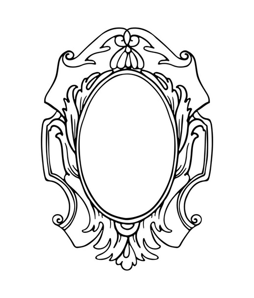 Barok ovaal doodle frame - Vector, afbeelding