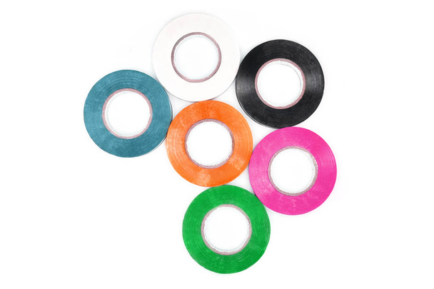 Set van Sticky kleurrijke elektrische bescherming tape. - Foto, afbeelding