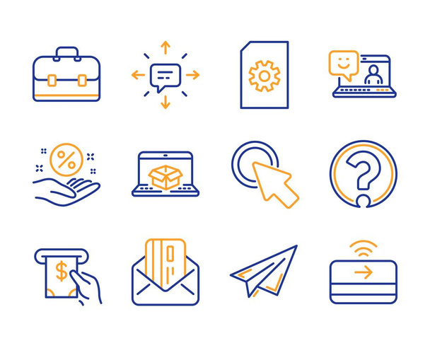 Portfolio, File management and Click here icons set. Smile, Atm service and Question mark signs. Vector - Vector, Image