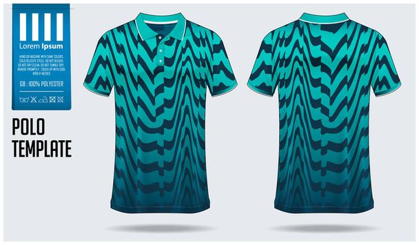 Polo t-shirt mockup template design for soccer jersey, football kit or sportswear. Sport uniform in front view and back view. T-shirt mock up for sport club. Fabric pattern. Vector Illustration. - Vector, Image