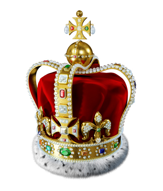 Royal gold crown, with many jewels and decorations, isolated on - Photo, Image