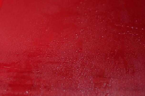 Water drops close up. Abstract red background of waterdrops, droplets. - Fotoğraf, Görsel