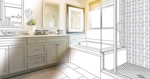 4k egyéni fürdőszoba rajz áttérés fényképre. - Felvétel, videó