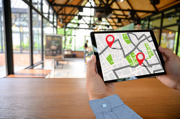 GPS mapy cílovou cestu síťovém připojení umístění ulice  - Fotografie, Obrázek