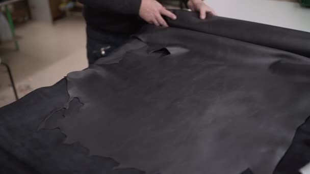 tanned leatherette and old craft family manufacture - Footage, Video