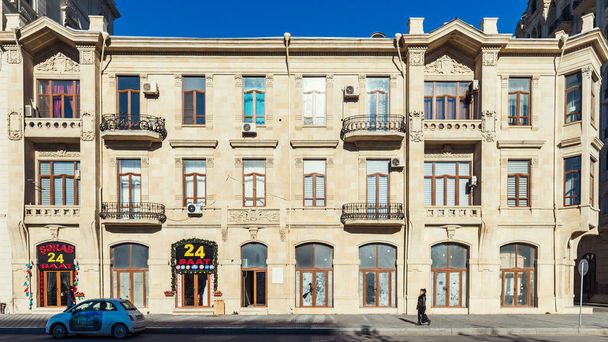 Baku/Azerbaijan - April 7, 2019 Historical House Gadzhinsky on Fizuli street - 写真・画像