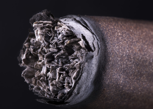 macro of Cigar over black background - 写真・画像