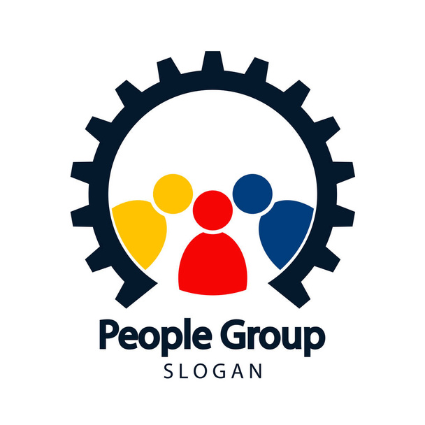 Teamwork Gear icon, ontmoeting mensen logo, vector illustratie - Vector, afbeelding