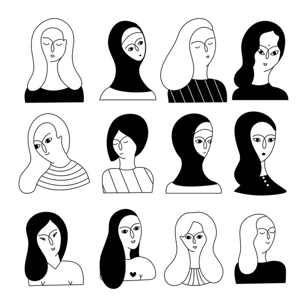 Мультикультурный набор женских фекалий
  - Вектор,изображение