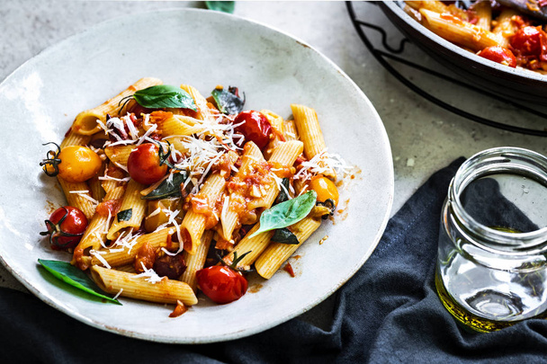 Penne with Homemade Tomato sauce - 写真・画像