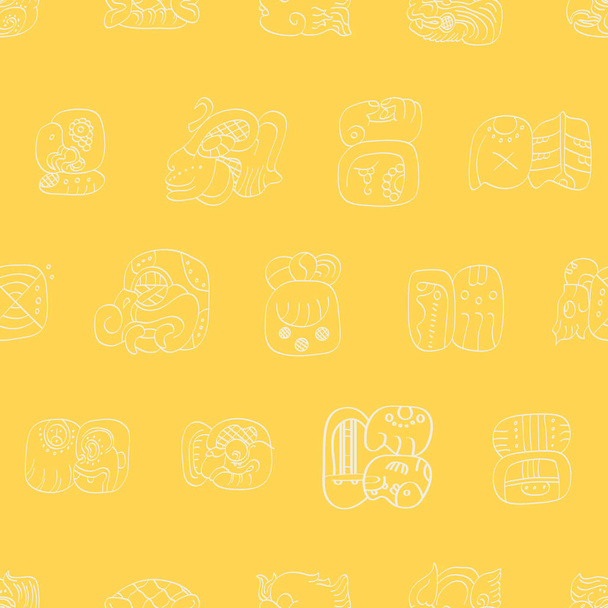 Seamless vector pattern with mayan glyphs - Vector, Image