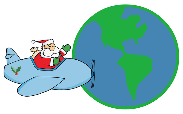 Père Noël volant son avion
 - Photo, image