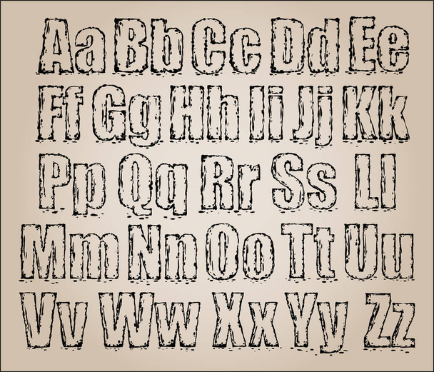 Vector art sketched stylized grunge alphabet - Вектор, зображення