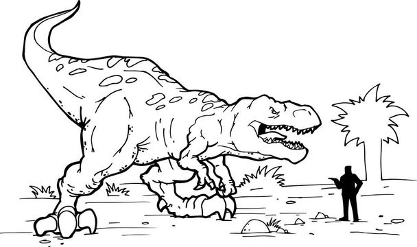 Розмальовка з розписаним вручну динозавром у мультиплікаційному стилі
 - Вектор, зображення