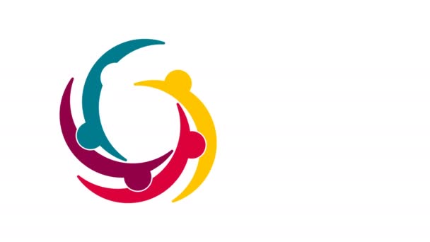 Menschen-Logo. Gruppenarbeit Symbol von fünf Personen in einem Kreis. 4k Auflösung Bewegungsgrafik - Filmmaterial, Video