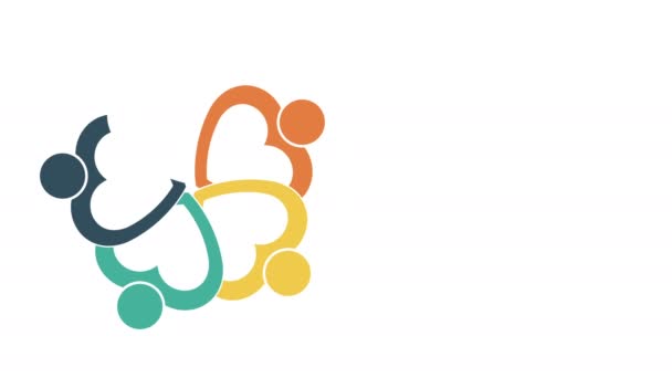 Emberek logója. Csoport csoportmunka szimbóluma öt személy egy kört. 4k felbontás Motion Graphic - Felvétel, videó
