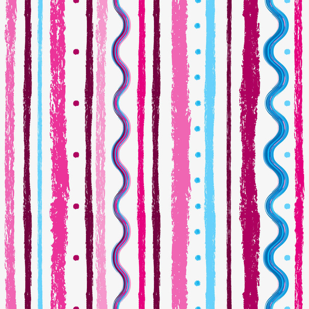 Seamless grunge pattern with pink and blue stripes  - Vecteur, image