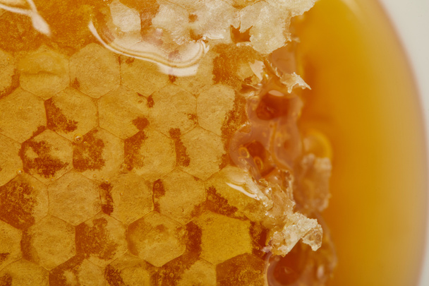 top view of delicious raw textured Honeycomb with Hexagon pattern - Photo, Image