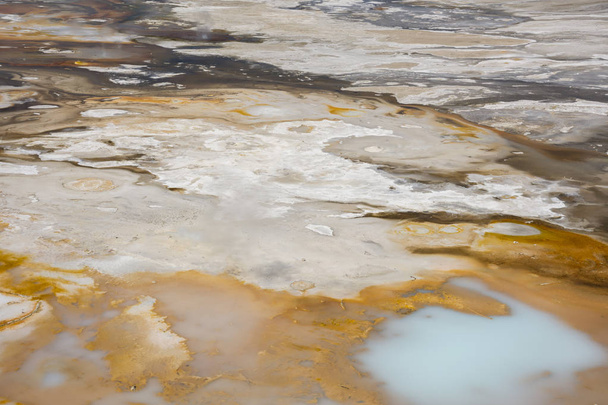 porcelana da bacia do geyser norris em Yellowstone National Park em Wyoming
 - Foto, Imagem